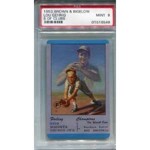 Lou Gehrig 1953 Brown & Bigelow Card PSA Graded 9   Sports Memorabilia 