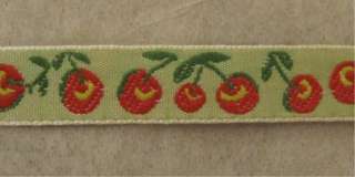 New Red & Green Cherries Jacquard Trim 3/8 By the Yard  