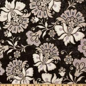  44 Wide Lost & Found Sparkle Floral Black Fabric By The 