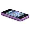 Clear Purple Flower TPU Rubber Skin Soft Gel Case Cover for iPhone 4 G 