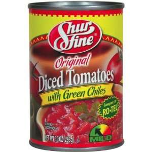 Shurfine Original Diced Tomatoes with Green Chiles   12 Pack  