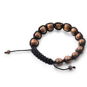   Light Wood W/ Black String   Bead Size 10mm, Adjustable Length   Bead