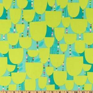  44 Wide Summersault Pixie Stick Posies Lime Fabric By 