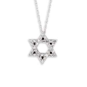  New 14k White Gold Round Diamond Star of David Necklace Jewelry