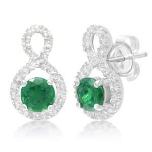  Sterling Silver Lab Created Emerald and Lab Created White 
