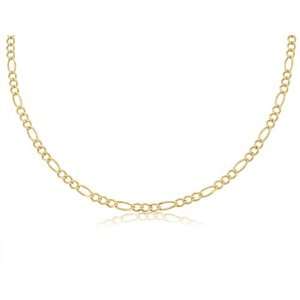 14K Solid Gold Yellow Pave Figaro Link Chain Necklace 3mm 