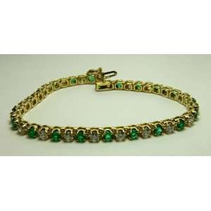   Emerald & Diamond Tennis Bracelet 5.60tcw 14k 