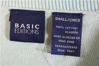   Small Argyle V Neck Long Sleeve Sweater Cotton Blue NWT 3945  