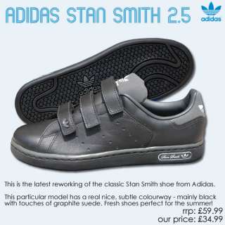 Adidas Mens Stan Smith 2.5 Black 3 Velcro Strap Trainers Shoes 