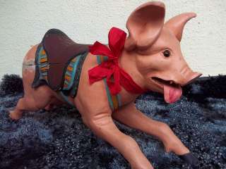 VINTAGE CAROUSEL PIG ANIMAL HORSE SOLID WOOD 1950s 60s MOJO TALISMAN 
