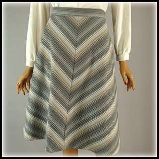 Vintage 70s A  line Chevron Stripe Skirt Black Gray sz S J.C. Pennys 