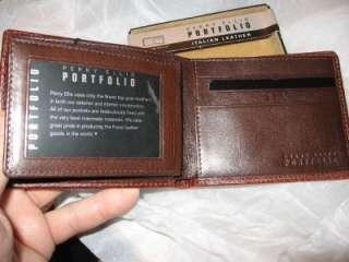 Perry Ellis Italian Leather Passcase Billfold Wallet,Br  