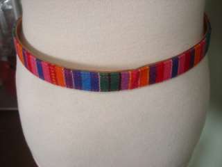 VINTAGE 70s MULTI COLOUR BOHO CINCH BELT M/L  