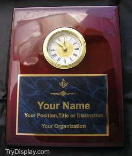 Clock Plaque Masonic Rosewood Presiding Officer Gift  