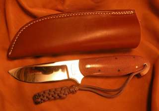 Custom Hand Made Loveless Style Hunting Knife. Drop Point. Cinnamon 