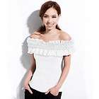 2012 White Trendy Fashion Layered lotus Collar Cute CottonT shirts 