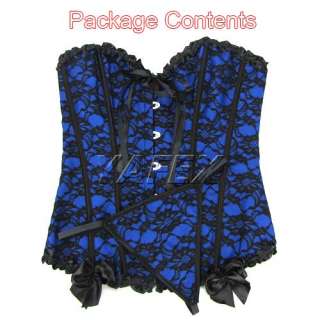 Sexy Boned Vintage Lace Up Corset Bustier + G String A815 Size S~2XL 
