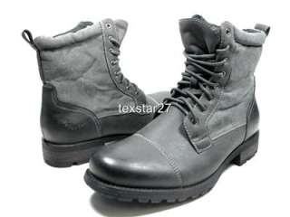   Gray Military Combat Style Calf High Lace Up Boots Polar Fox by D Aldo