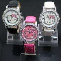Nice 3PCS HelloKitty Lady Girl Women Crystal Quartz Wrist Watches, K7 