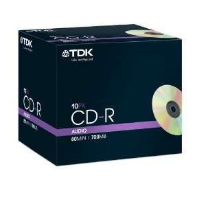 TDK T18776 Audio CD R Rohling 700MB / 80 Minuten in Jewel Case (10 