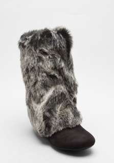 REPORT Faux Fur Fold Over Boot in Black  