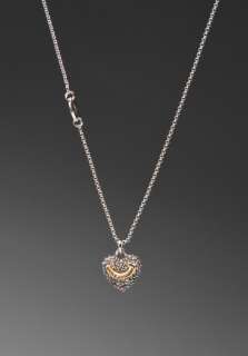 JUICY COUTURE Pave Heart Wish Necklace in Silver  
