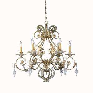 Hampton Bay Allure 6 Light Hanging Silver and Gold Chandelier 14439 