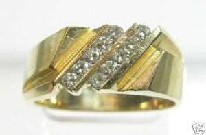 14K Solid Yellow Gold & 40 pts.Diamonds Mans Ring NEW  