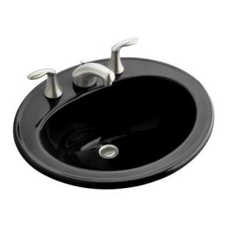   Rimming Vitreous China Bathroom Sink with 8 in. Centers in Black Black