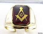 ANTIQUE BEAUTY  SOLID 10K YELLOW GOLD SYNTHETIC RUBY STONE MASONIC 