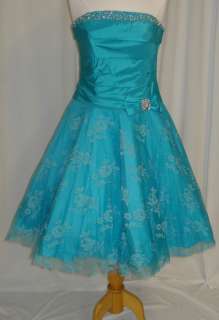 SHORT BALL GOWN PROM DRESSES TURQUOISE SIZE 14