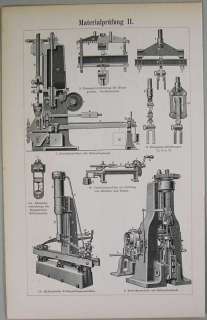 Alter Stich Materialprüfung 1898 Apparate Technik 128  