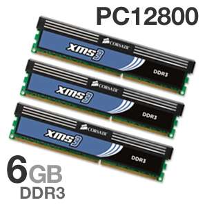 Corsair XMS PC12800 RAM   6GB, (3x2GB), DDR3, 1600MHz, DIMM, Class 7 