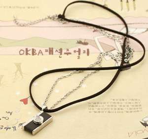Korean Cute Black Camera double chain Necklace SWBM 09  
