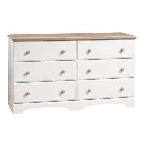   Shore FurnitureShaker Pure White and Natural Maple 6 Drawer Dresser
