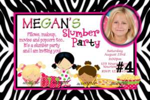 Slumber Party Personalized Photo Birthday Invitation  
