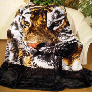 XXL Kuscheldecke Tagesdecke Decke Wohndecke Bettdecke Bett Tiger Kopf 