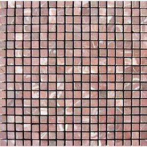 MS International Rojo Alicante 12 in. x 12 in. Red Tumbled Marble Mesh 