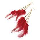 19cm extra long multi feather and chain earrings, Red or Black