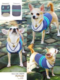 Hand Knit Crochet Dog Pet Hair Shirt Dress Clothe D849  