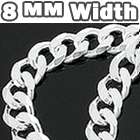 Mens 18 44 Inch .925 Sterling Silver 8 mm Cuban Link Chain Curb Hip 