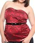 GORGEOUS TORRID Red Belted Jacquard Corset Style Top 4x 26/28 NWT
