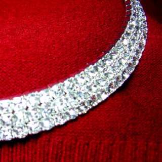 ADDL Item  3 row rhinestones crystals Necklace bridal 