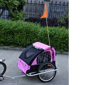   2IN1 DOUBLE KIDS BABY BIKE BICYCLE TRAILER JOGGER STROLLER Rose Black
