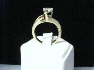 14K YELLOW GOLD 1.0 cttw. TRILLION CUT DIAMOND SOLITAIRE RING .65 CT 