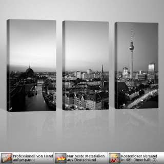 Berlin Skyline BILD LEINWAND 3x 40x80cm GALVII Stadt  