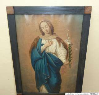 Antikes Gemälde Öl auf Leinwand Maria Muttergottes Maria Immaculata 