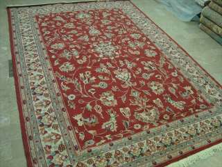 AMAZED RED FLORAL HANDKNOTTED RUG CARPET SILK WOOL 10x7  