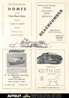 1951 Crosley Hotshot Swiss Race Car Ad Palm Beach Race  