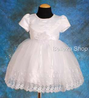White Wedding Flower Girls Pageant Dress SZ 12 18mo W64  